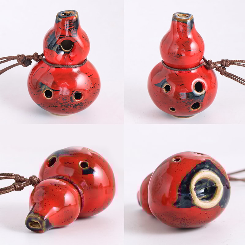 Ceramic Ocarina Flute, Handmade Gourd Wind Instrument, Beginner Friendly Musical Decor