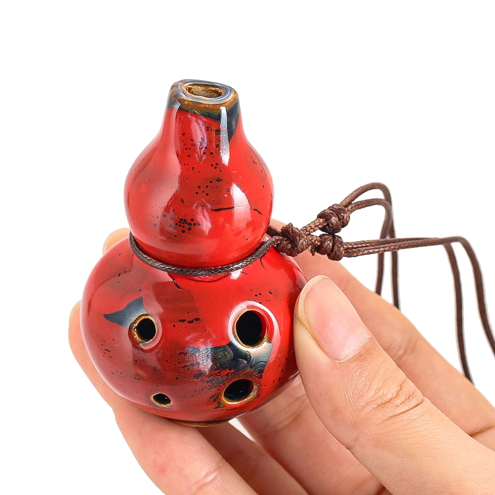 Ceramic Ocarina Flute, Handmade Gourd Wind Instrument, Beginner Friendly Musical Decor