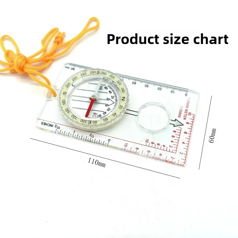 Glow in the Dark Orienteering Compass with Map Ruler and Magnifier for Hiking and Navigation