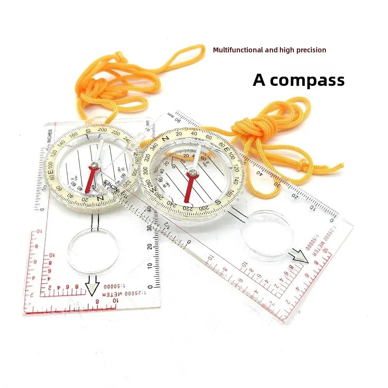 Glow in the Dark Orienteering Compass with Map Ruler and Magnifier for Hiking and Navigation