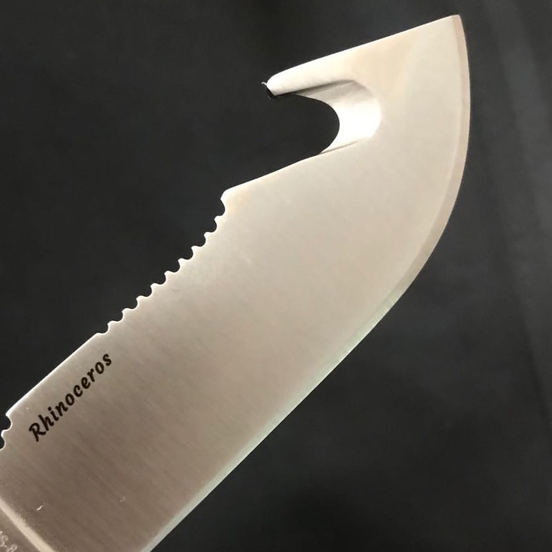 Rhinoceros Folding Skinning Knife With Gut Hook Hunting Knife Survival EDC Outdoor Tool 3