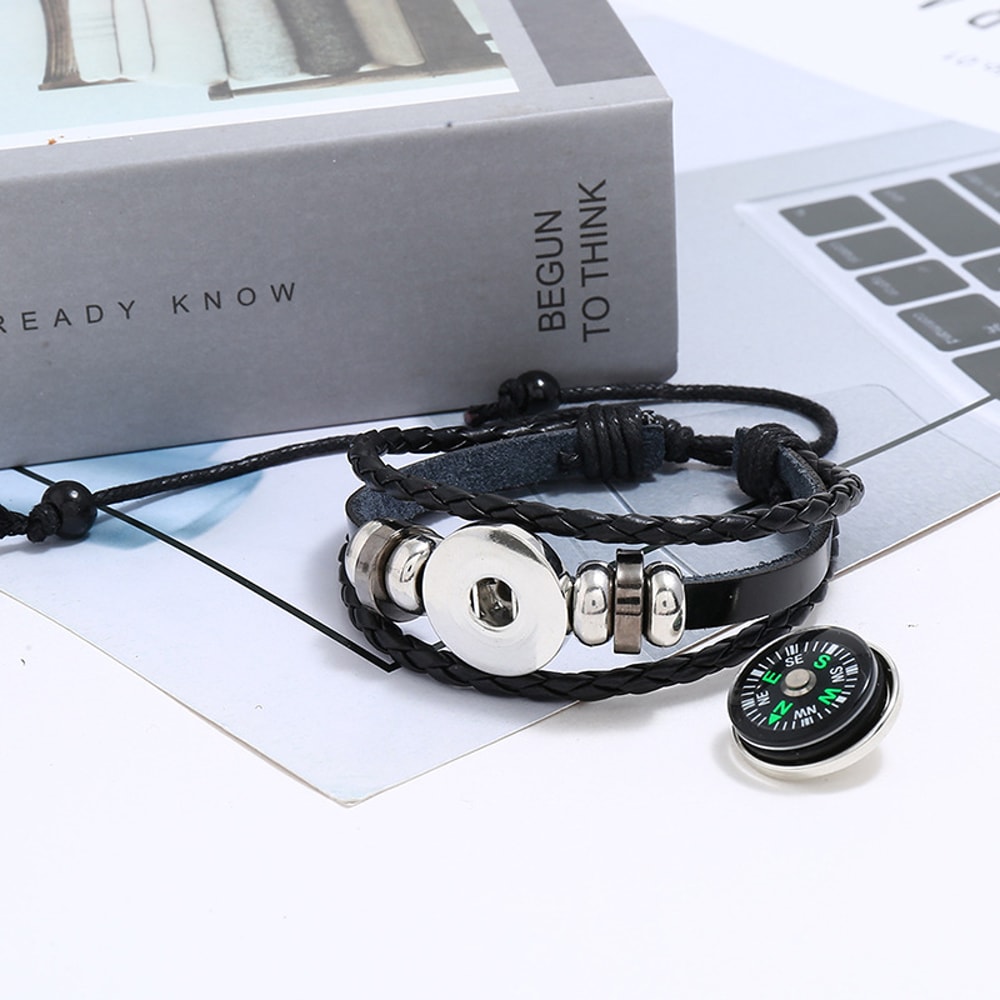 Compass Bracelet Waterproof Survival Wristband With PU Leather Tactical Outdoor Gear 4