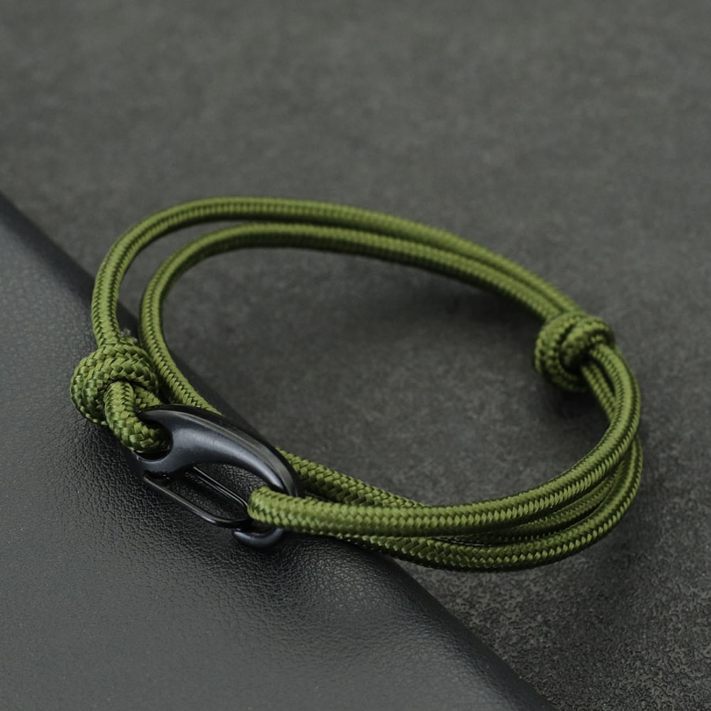 Adjustable Paracord Bracelet for Men Durable Nautical Rope Survival Style Wristband