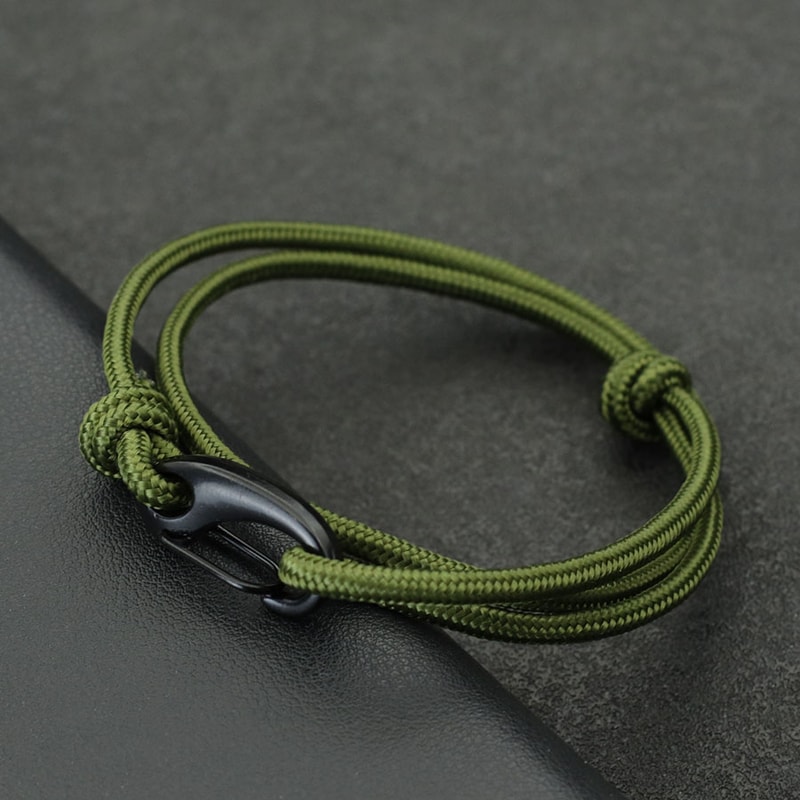 Adjustable Paracord Bracelet for Men Durable Nautical Rope Survival Style Wristband