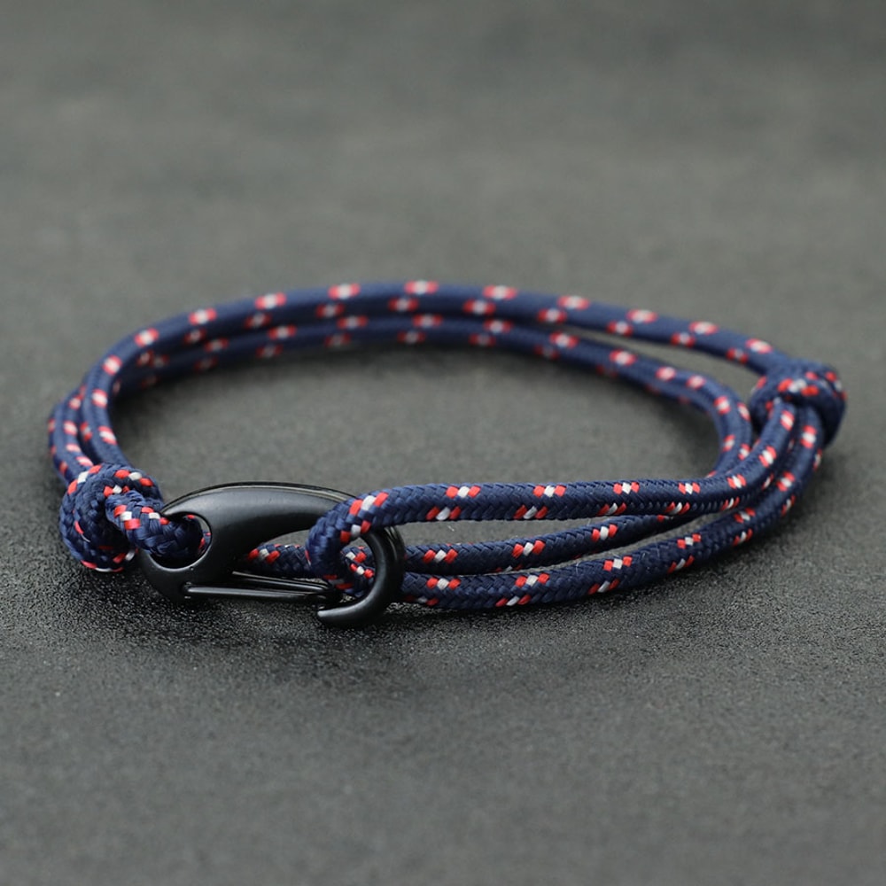 Adjustable Paracord Bracelet for Men Durable Nautical Rope Survival Style Wristband
