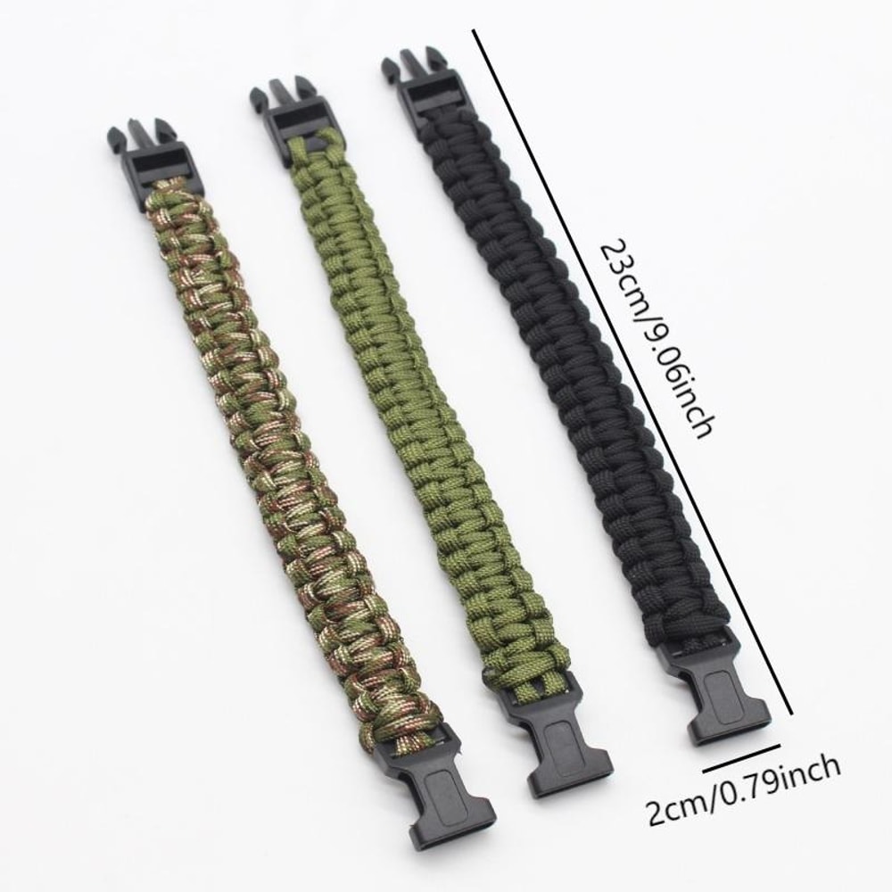 All-in-One Survival Bracelet with Fire Starter Compass Whistle Paracord Gear for Outdoor Adventure