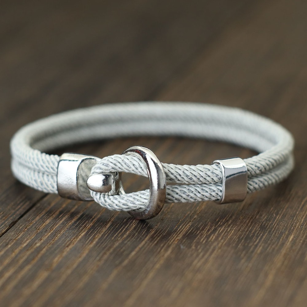 Nautical Rope Bracelet for Men Double Layer Adjustable Cord Bracelet Casual Stylish Wristwear