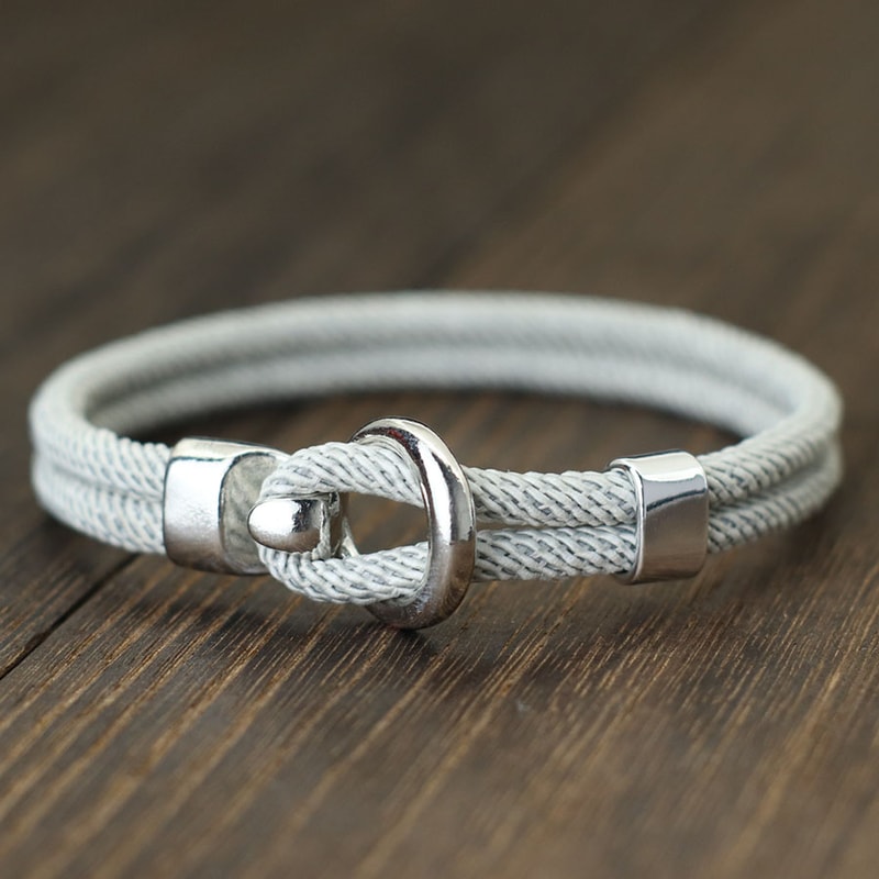 Nautical Rope Bracelet for Men Double Layer Adjustable Cord Bracelet Casual Stylish Wristwear