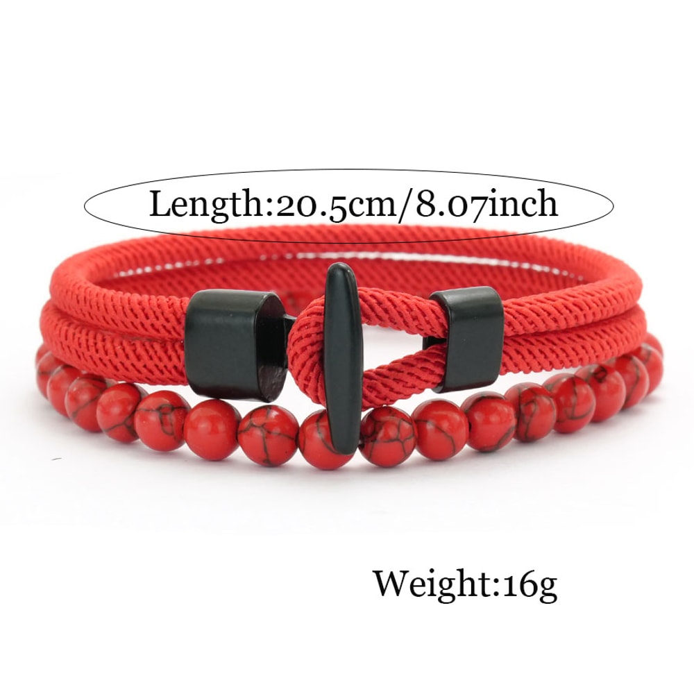 Men Nautical Rope Bracelet with Natural Malachite Beads Handmade Hook Clasp