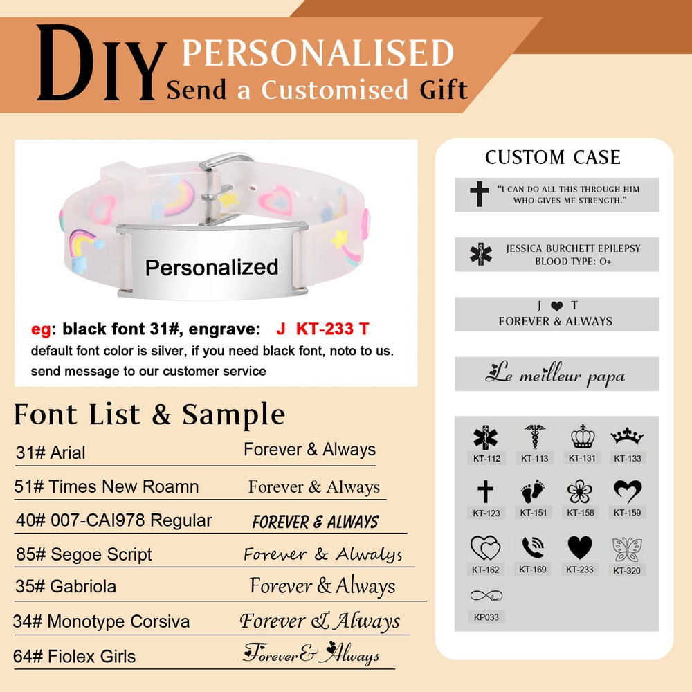 Adjustable Kids Safety ID Bracelet Emergency Contact Wristband for Toddlers and Children