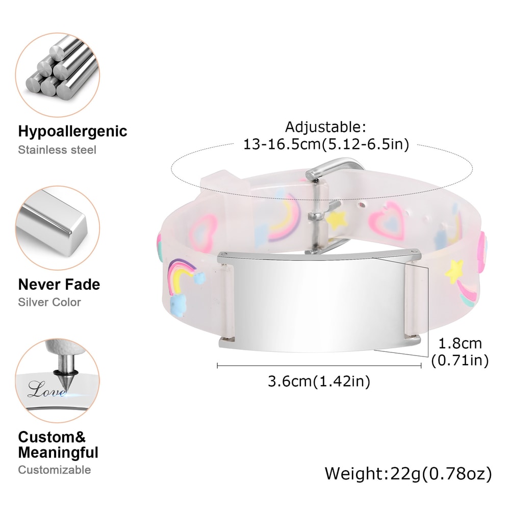 Adjustable Kids Safety ID Bracelet Emergency Contact Wristband for Toddlers and Children