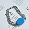 Salman Khan Inspired Blue Enamel Cuban Chain Bracelet for Men Stainless Steel Style Jewelry