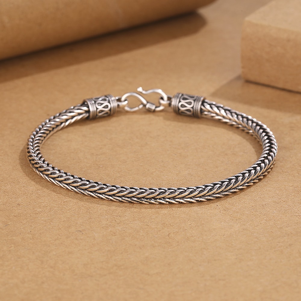 High Quality Vintage Silver Bracelet for Men and Women Elegant Wedding Jewelry Gift