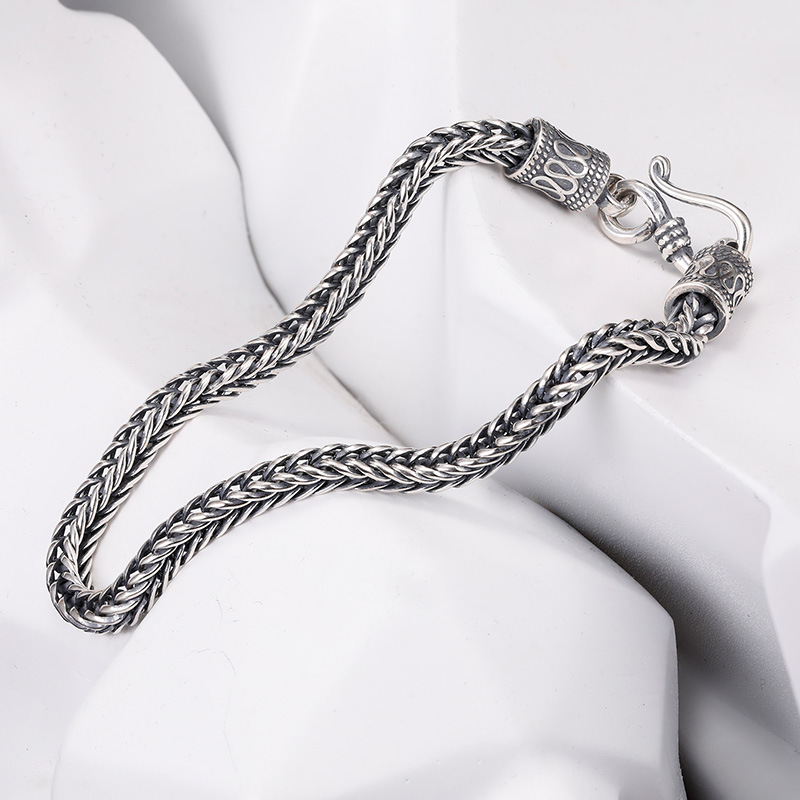 High Quality Vintage Silver Bracelet for Men and Women Elegant Wedding Jewelry Gift