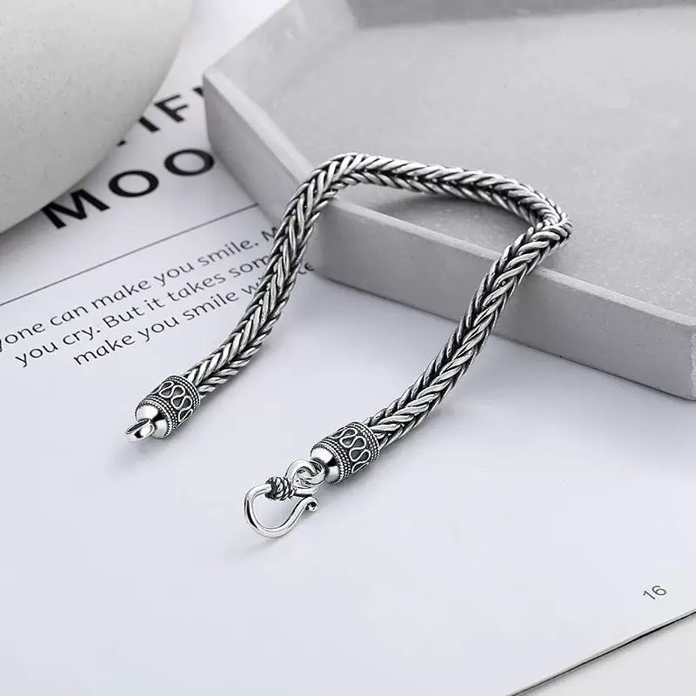 High Quality Vintage Silver Bracelet for Men and Women Elegant Wedding Jewelry Gift