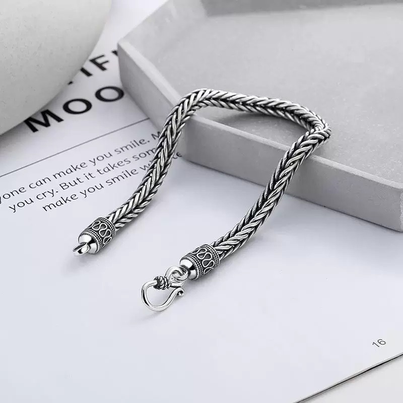 High Quality Vintage Silver Bracelet for Men and Women Elegant Wedding Jewelry Gift