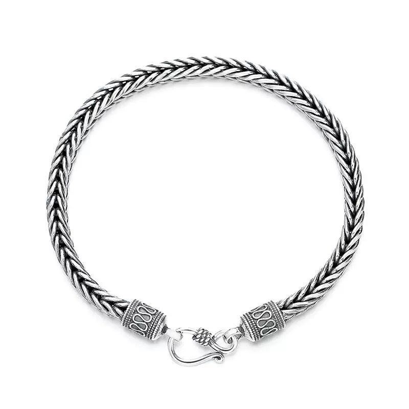 High Quality Vintage Silver Bracelet for Men and Women Elegant Wedding Jewelry Gift