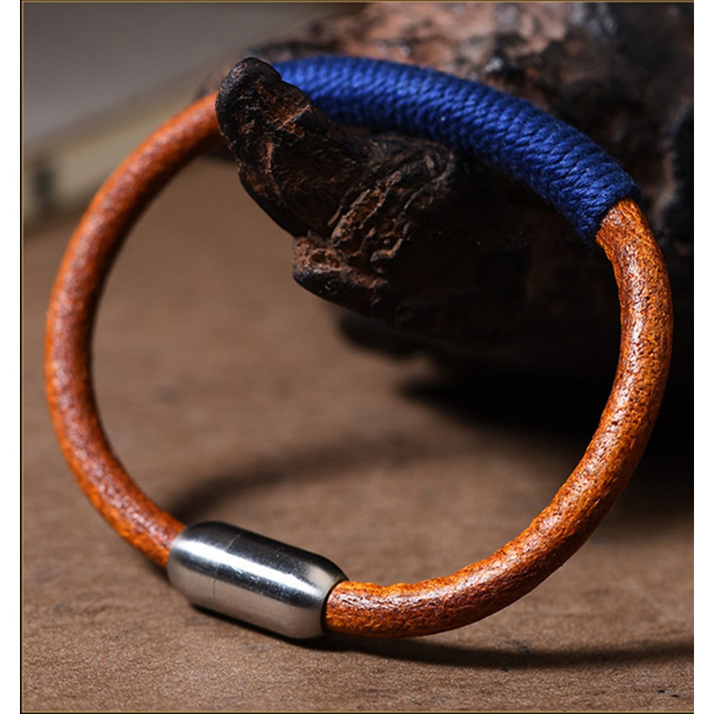 Handwoven Leather Rope Bracelet Vintage Boho Couple Wristband Adjustable Cowhide Bracelet