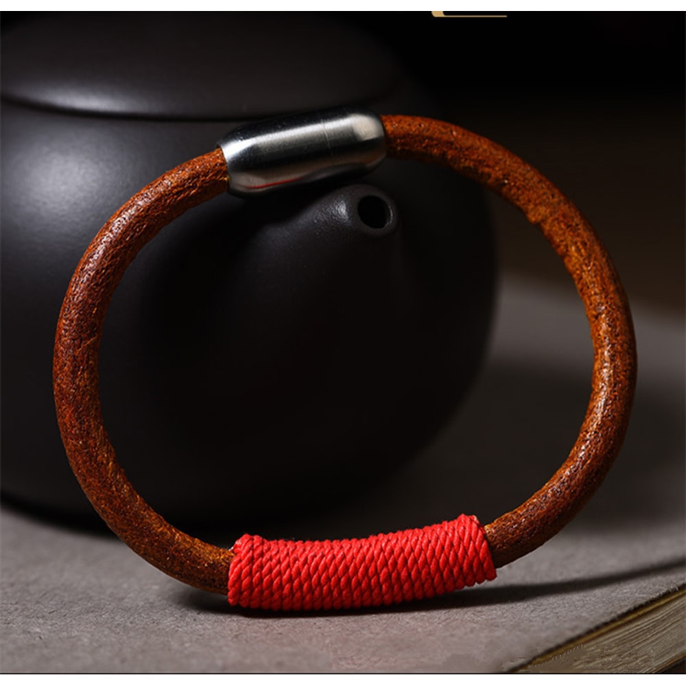 Handwoven Leather Rope Bracelet Vintage Boho Couple Wristband Adjustable Cowhide Bracelet