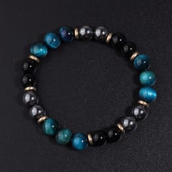 blue tiger eye bracelet handmade elastic gemstone bead bracelet for men and women daily wear