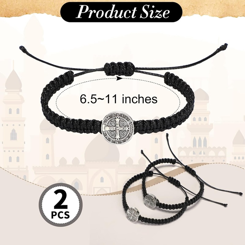 Saint Benedict Bracelet Adjustable Catholic Bracelet Religious Protection Jewelry 4