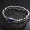 Chunky Cuban Chain Bracelet for Men Stainless Steel Cuban Link Wristband with Blue Stone