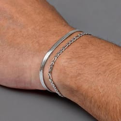 mens stainless steel bracelet adjustable minimalist silver chain wristband