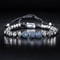 Blue CZ Beaded Friendship Bracelet Stainless Steel Adjustable Charm Bracelet for Women Men