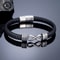 Handmade genuine leather bracelet with Infinity Mobius Steel Band for Men and Couples Gift