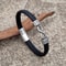Handmade genuine leather bracelet with Infinity Mobius Steel Band for Men and Couples Gift