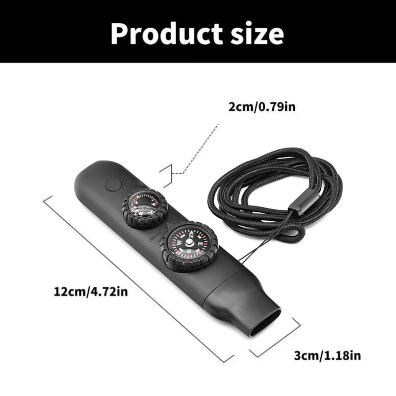 All-in-One Survival Whistle with LED Light, Compass and Thermometer for Outdoor Safety Gear