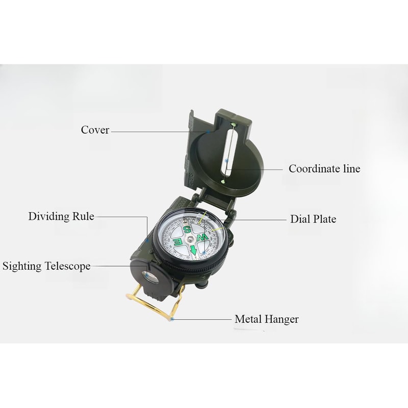 Military Waterproof Hiking Compass High Precision Lensatic Survival Navigation Tool
