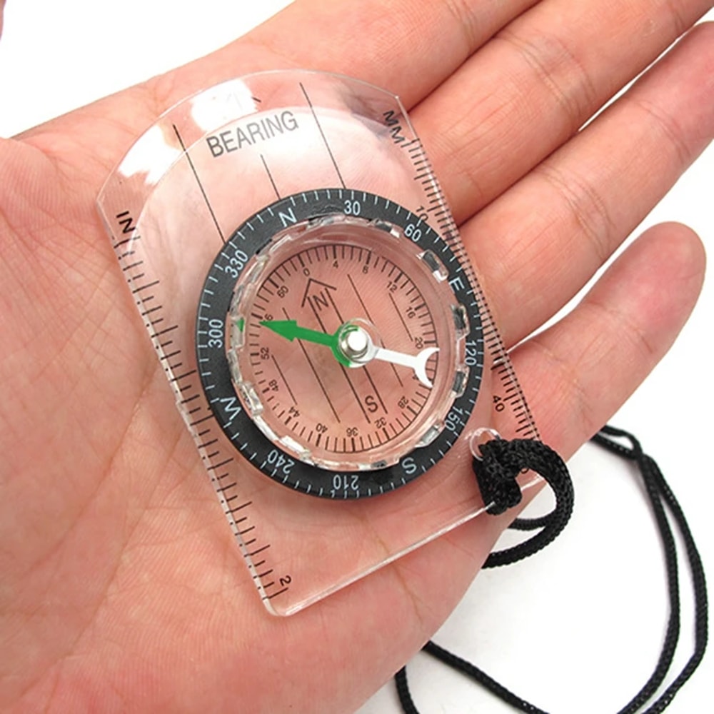 Transparent Camping Compass for Hiking Navigation and Map Reading Tool