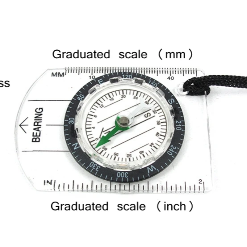 Transparent Camping Compass for Hiking Navigation and Map Reading Tool