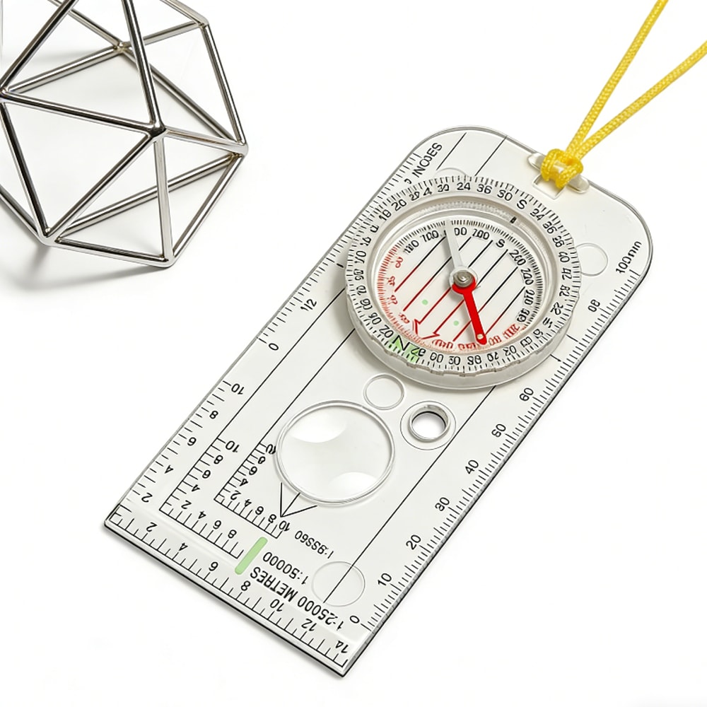 Multifunctional Map Compass Ruler for Hiking Navigation Outdoor Survival Tool