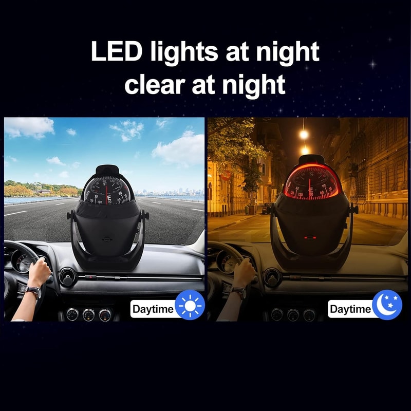 Flush Mount Boat Compass with Illuminated Marine Dashboard Navigation System