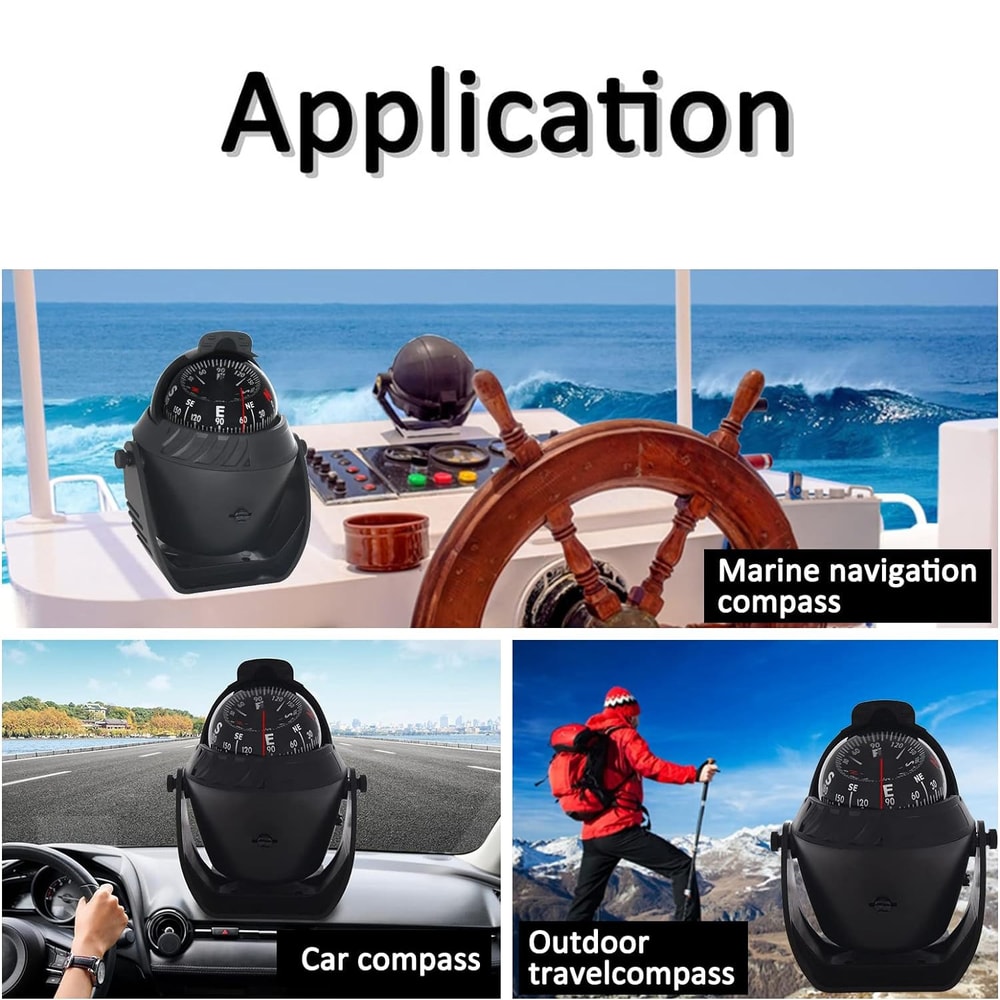 Flush Mount Boat Compass with Illuminated Marine Dashboard Navigation System