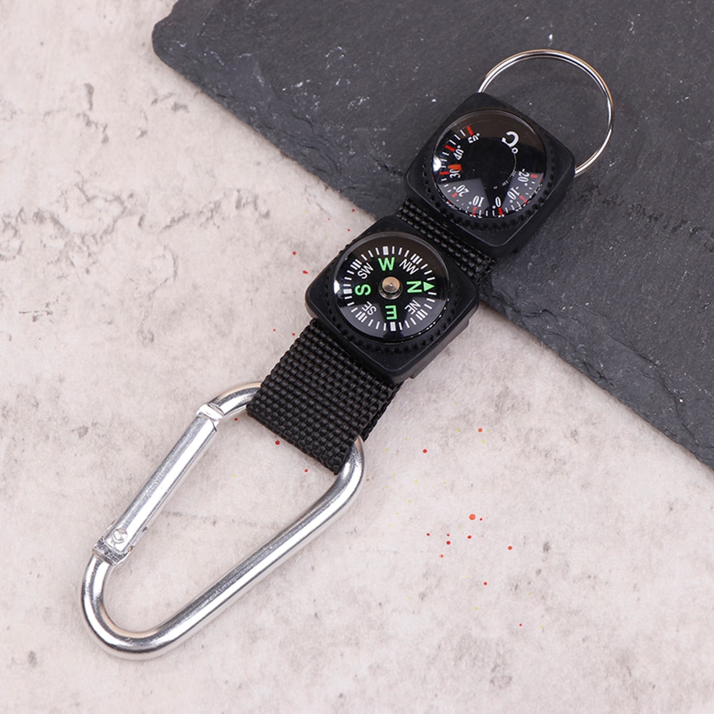 Mini Compass Keychain with Carabiner Portable Hiking Compass Tool for Outdoor Survival Gear