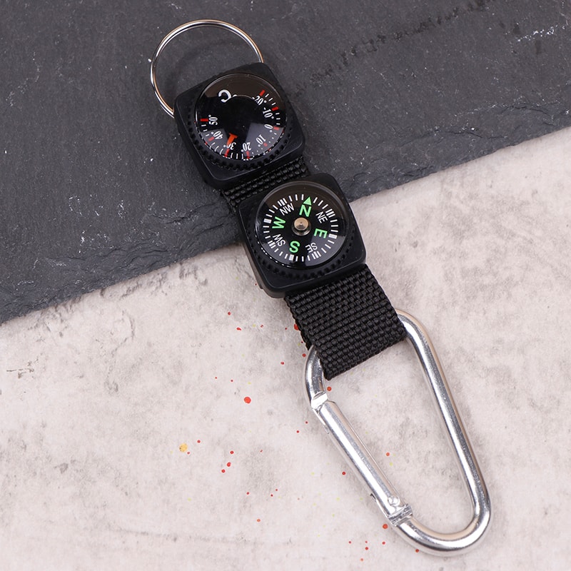 Mini Compass Keychain with Carabiner Portable Hiking Compass Tool for Outdoor Survival Gear