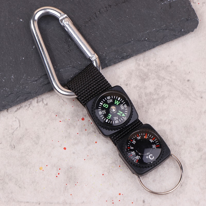 Mini Compass Keychain with Carabiner Portable Hiking Compass Tool for Outdoor Survival Gear