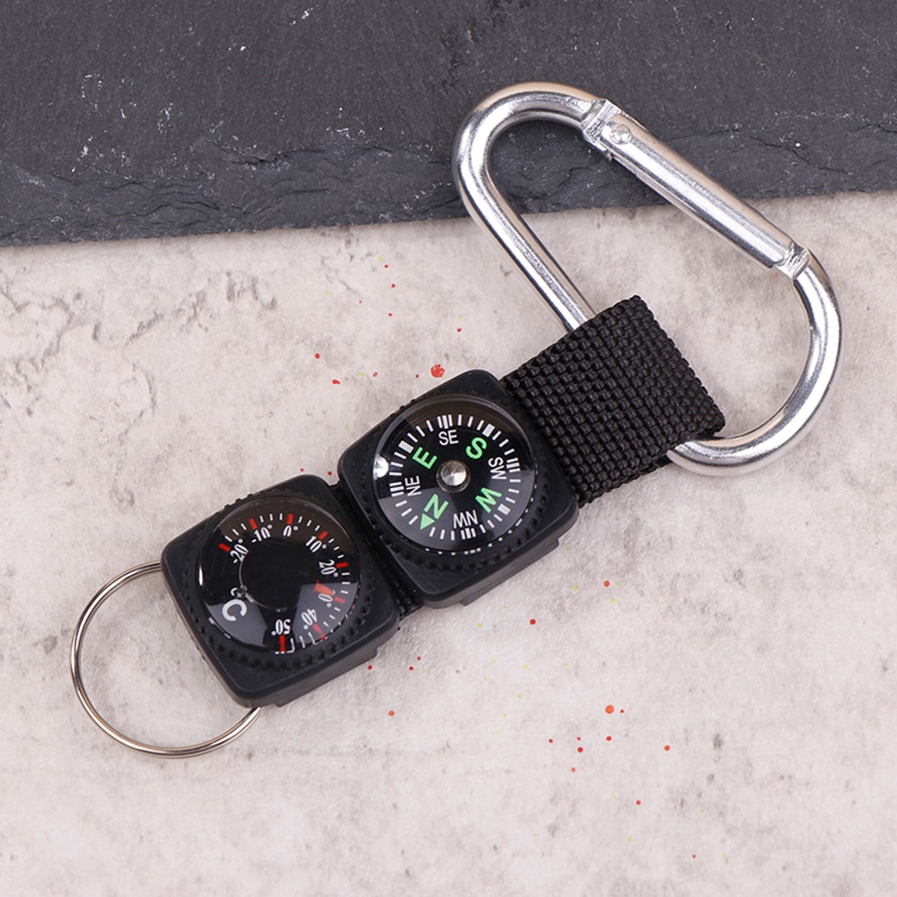 Mini Compass Keychain with Carabiner Portable Hiking Compass Tool for Outdoor Survival Gear