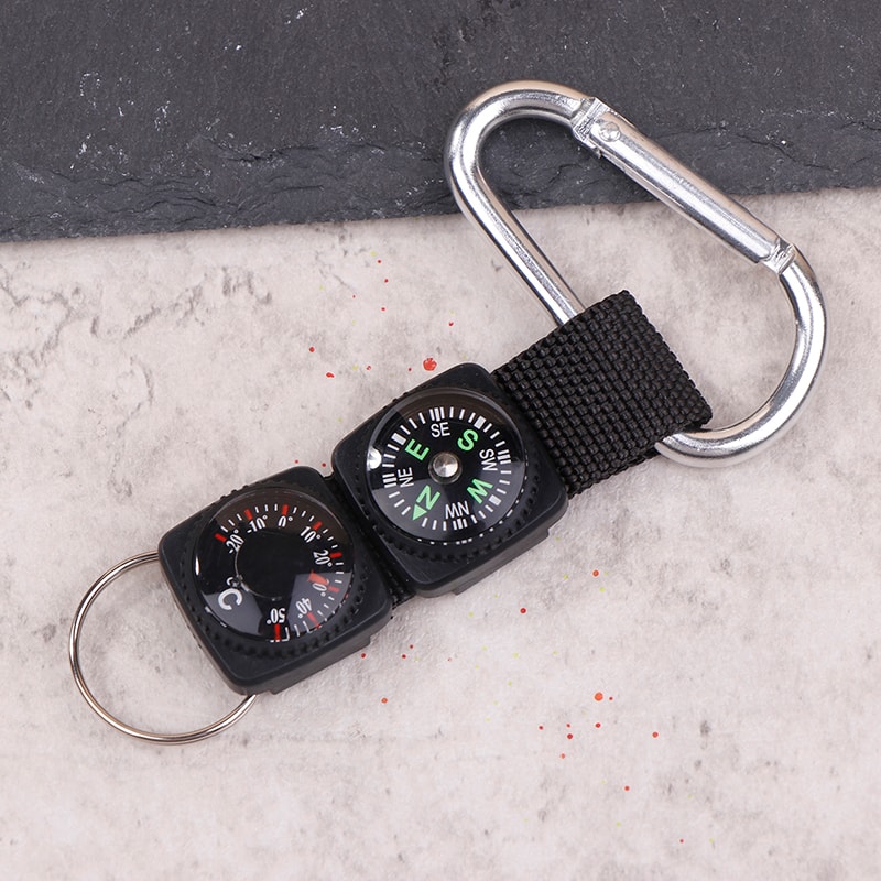 Mini Compass Keychain with Carabiner Portable Hiking Compass Tool for Outdoor Survival Gear