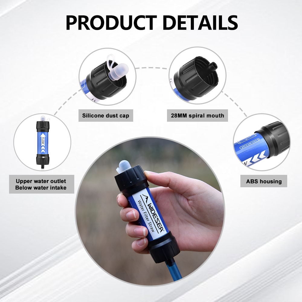 High-Performance Portable Water Filter Straw for Hiking, Survival, and Outdoor Use