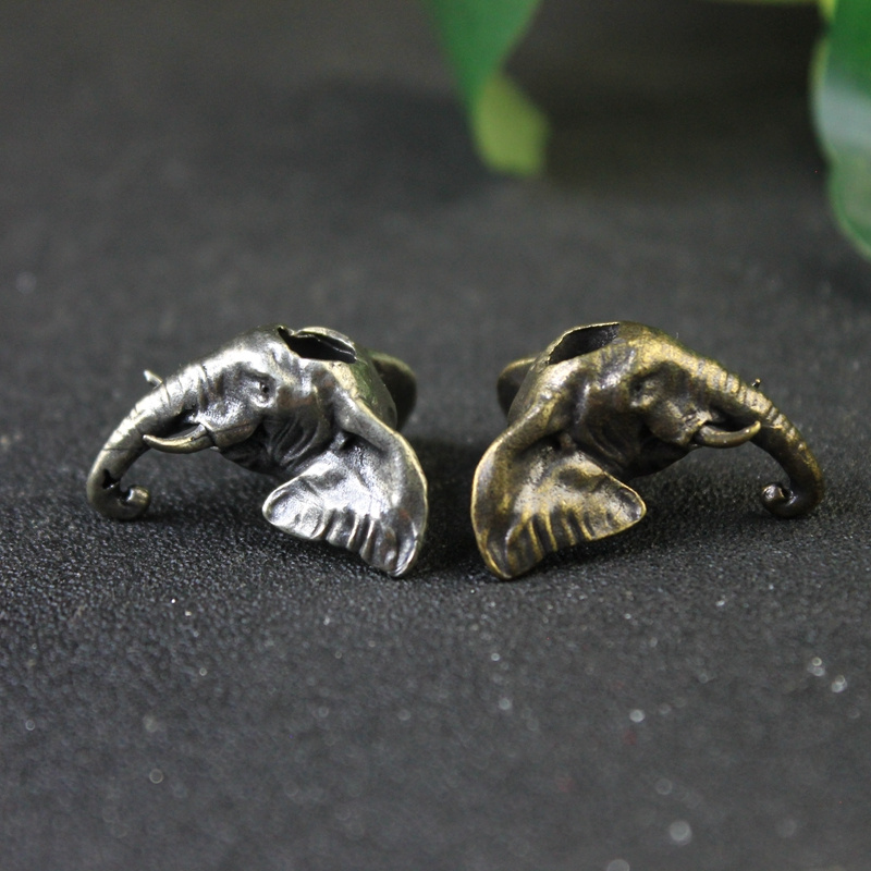 Elephant Head Brass Knife Bead Lanyard Pendant for EDC Paracord Keychain