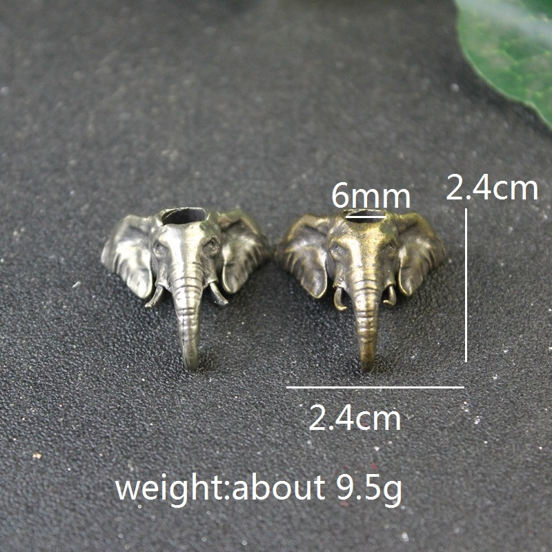 Elephant Head Brass Knife Bead Lanyard Pendant for EDC Paracord Keychain