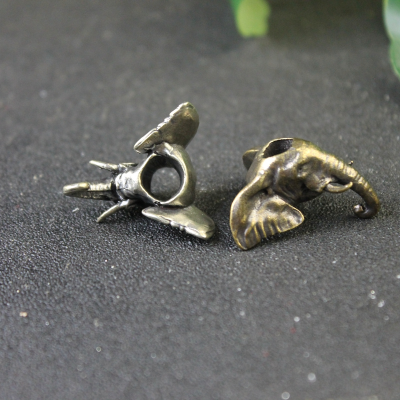 Elephant Head Brass Knife Bead Lanyard Pendant for EDC Paracord Keychain