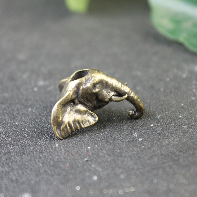 Elephant Head Brass Knife Bead Lanyard Pendant for EDC Paracord Keychain