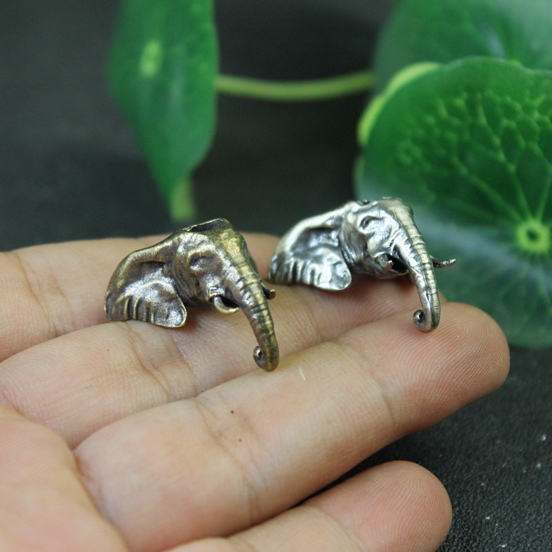 Elephant Head Brass Knife Bead Lanyard Pendant for EDC Paracord Keychain