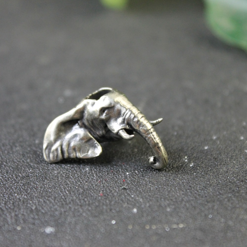 Elephant Head Brass Knife Bead Lanyard Pendant for EDC Paracord Keychain