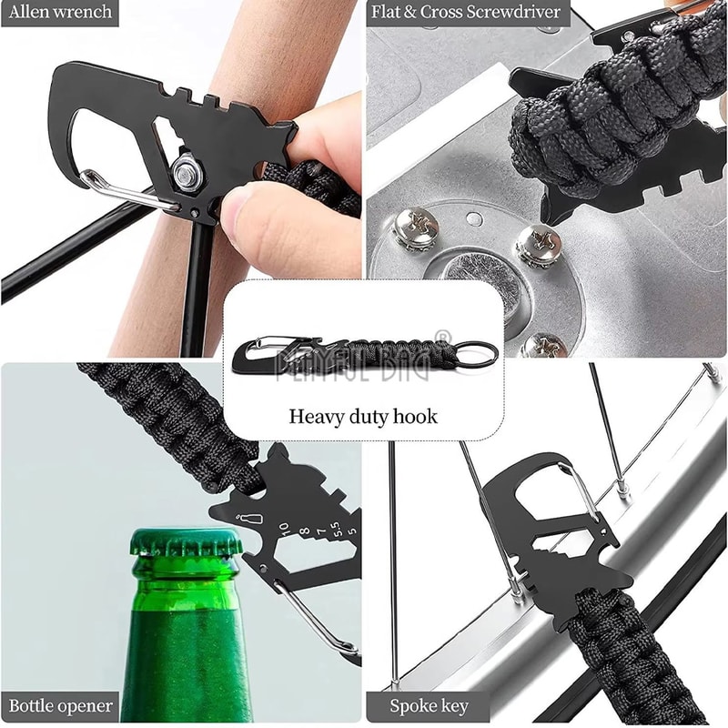 Multi Tool Keychain Bottle Opener Wrench Screwdriver EDC Carabiner Clip 1